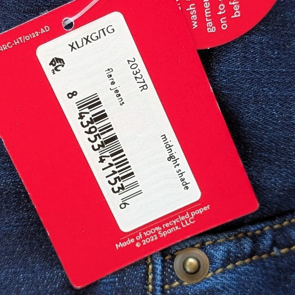SPANX Pull On Flare Jeans High Rise Dark Wash XL NWT